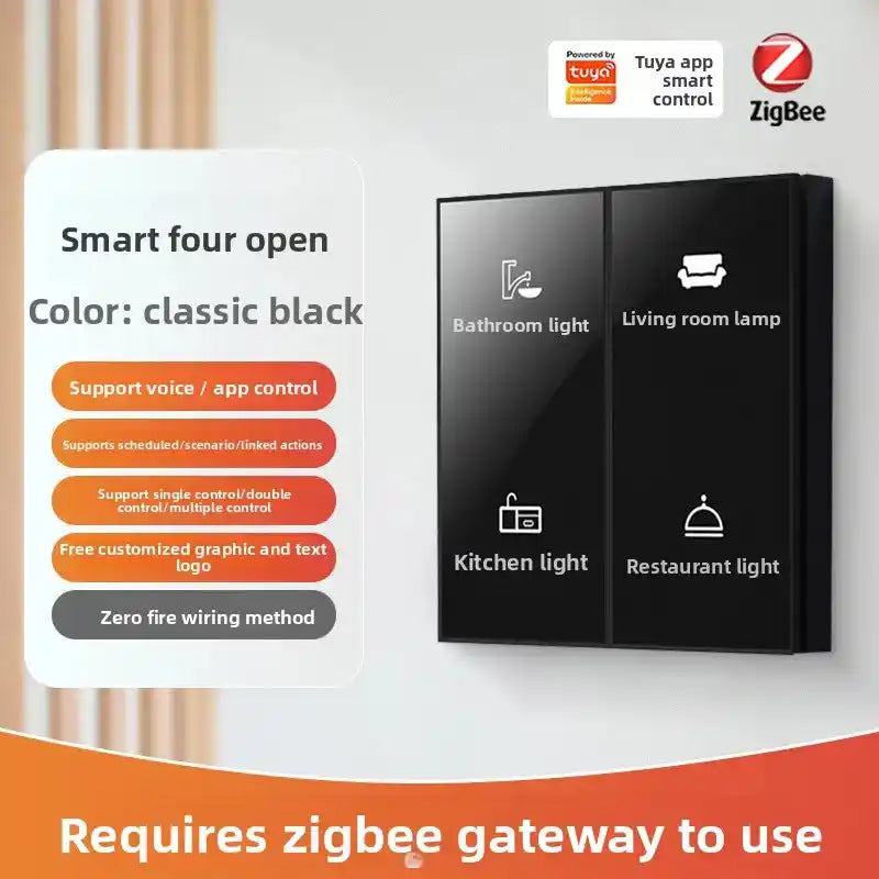 Zigbee Smart Switch Glass Panel Tuya Smart Home App Remote Control With Timer Function Voice Control Intelligent Button Switch - Magic Electronics