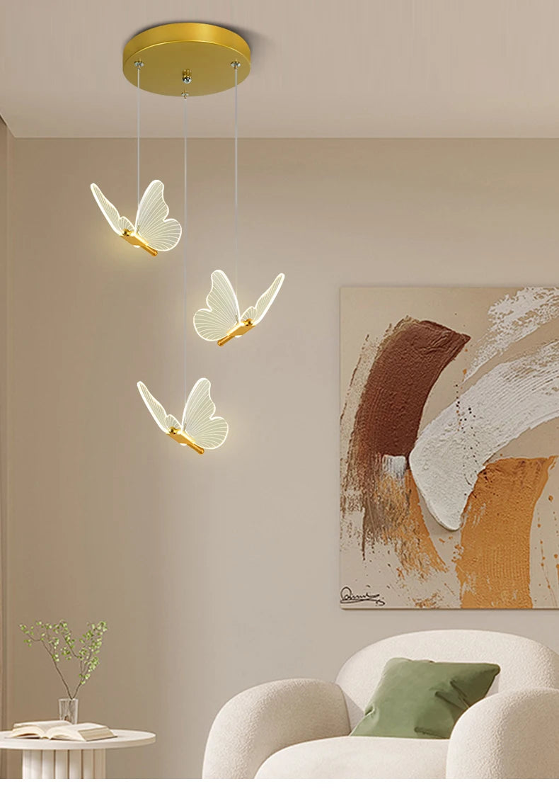 LED Modern 3-Head Butterfly Pendant Ceiling Light, Bedhead Indoor Living Room Dining Room Kitchen Decorative Lighting Magic Electronics S6f445f3c1d3f4df1ab8412c2b3a9d9f51