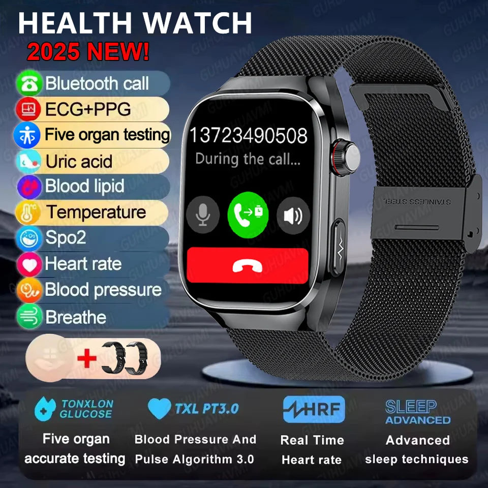 2025New Micro Physical Examination Smart Watch For Men Uric Acid Body Fat Five Organ Health Watches Bluetooth Call SmartBracelet Black Mesh Belt 2A AI Health report Magic Electronics S6f5afd0ce33e42e08861359902b32eeac Black Mesh Belt 2A AI Health report
