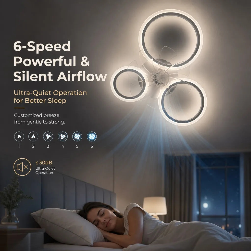 Ceiling Fan with Light Minimalist Circle Modern Room Decor Study Electric Fan Focus Remote 220V Electric Fan Ceiling Lamp