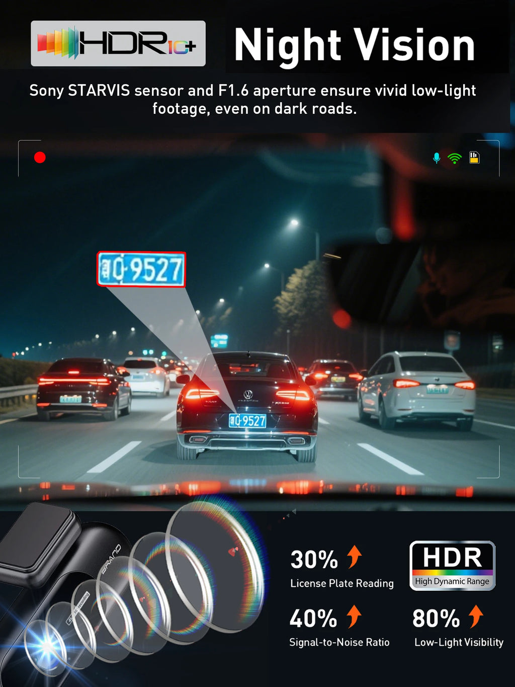 Dash Cam for cars 4K UHD Recording Front Rear Car Camera HDR Night Vision Recorder Built in Wi-Fi 24H Parking Mode APP Monitor Magic Electronics S702a8465b532487ab0e1d2864b48305fh