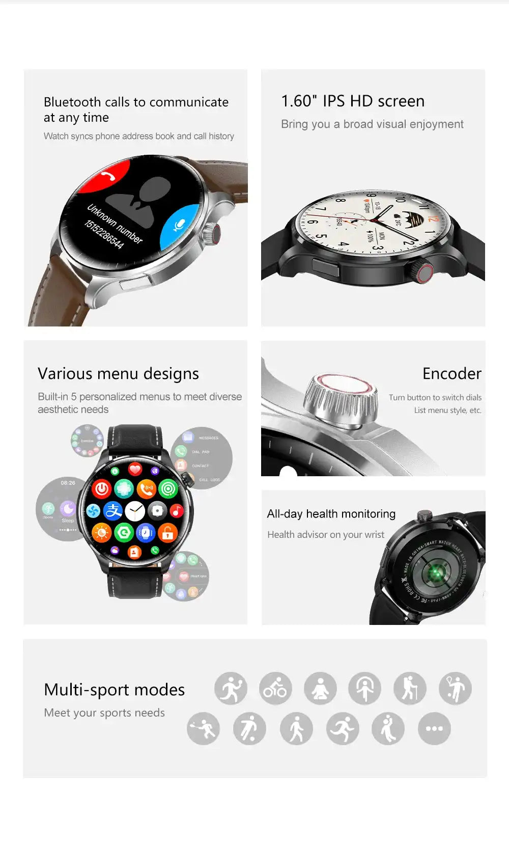2026 New GPS SmartWatch BluetoothCall IP68 Waterproof AMOLED Screen Custom AOD Watch Face Sport Smartwatch Men Women Android iOS - Magic Electronics