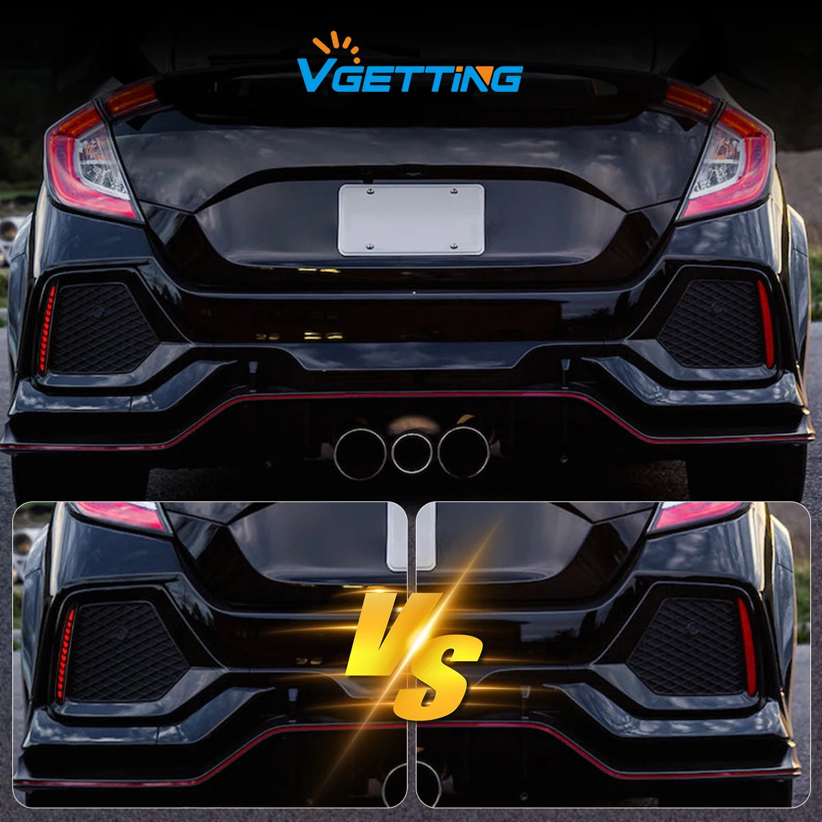 For Honda Civic Type-R Sl Hatchback 2016 2017 2018 2019 2020 LED Rear Bumper Reflector Lights Brake Dynamic Turn Signal Lamps Magic Electronics S73749b8115674956b7f2a617c7cba40bg