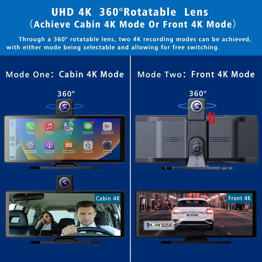 10.26 Inch 4K 3840*2160P Car Dvr Carplay Android-Auto Dash Cam Cabin GPS 5G WIFI FM BT Dual Lens Camera Dashcam Drived Record Magic Electronics S7406c382fe73409499c42c9325fa683cm