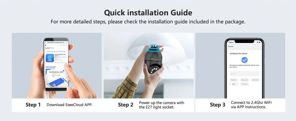 Jennov 2Pcs 2K WiFi Light Bulb Security Camera Wireless Outdoor - Cameras for Home Security Outside, Light Socket Indoor Camera - Magic Electronics
