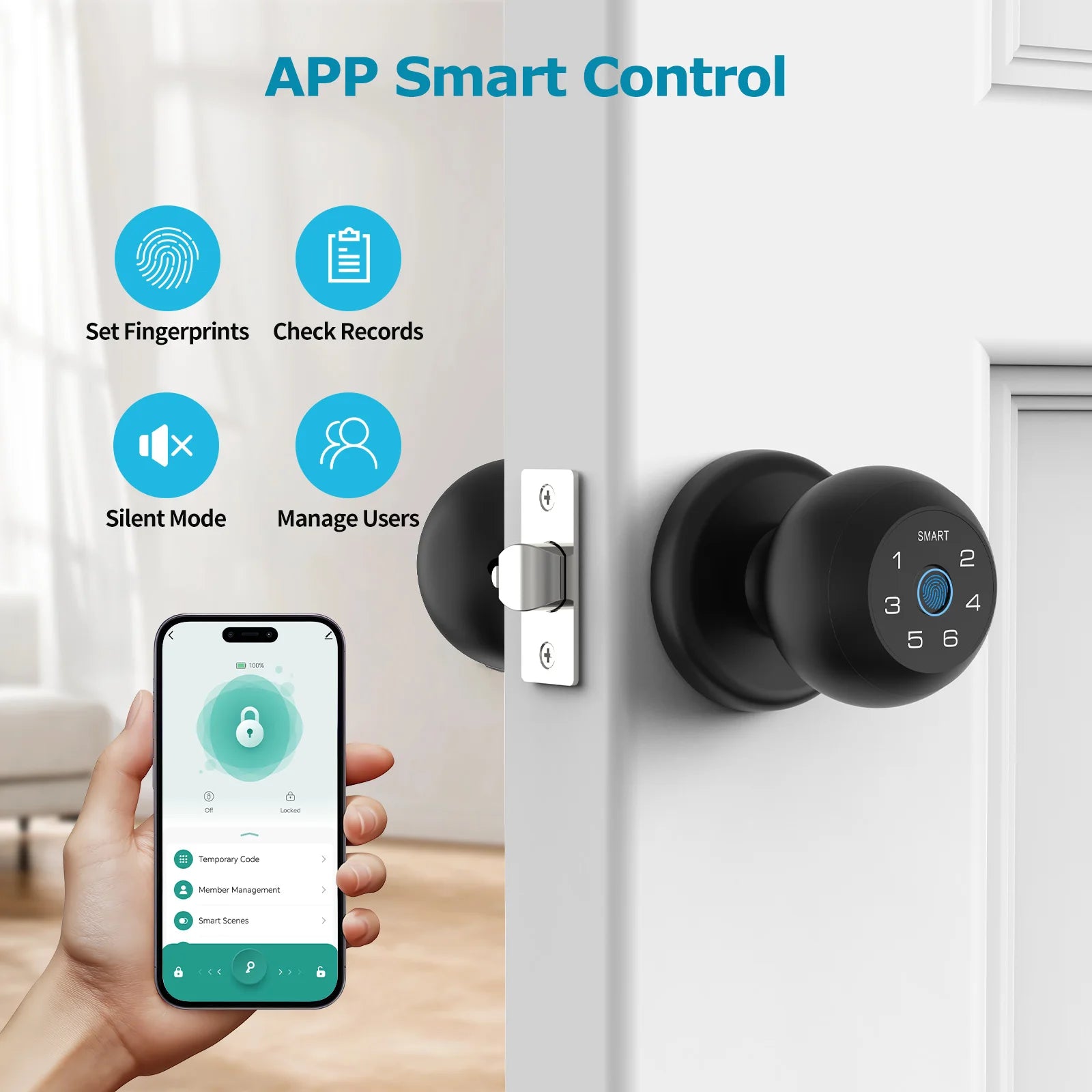 Viladepot Smart Lock Fingerprint Door Lock App Control Passcode Unlock Electronic Touchscreen Keypad Indoor - Magic Electronics