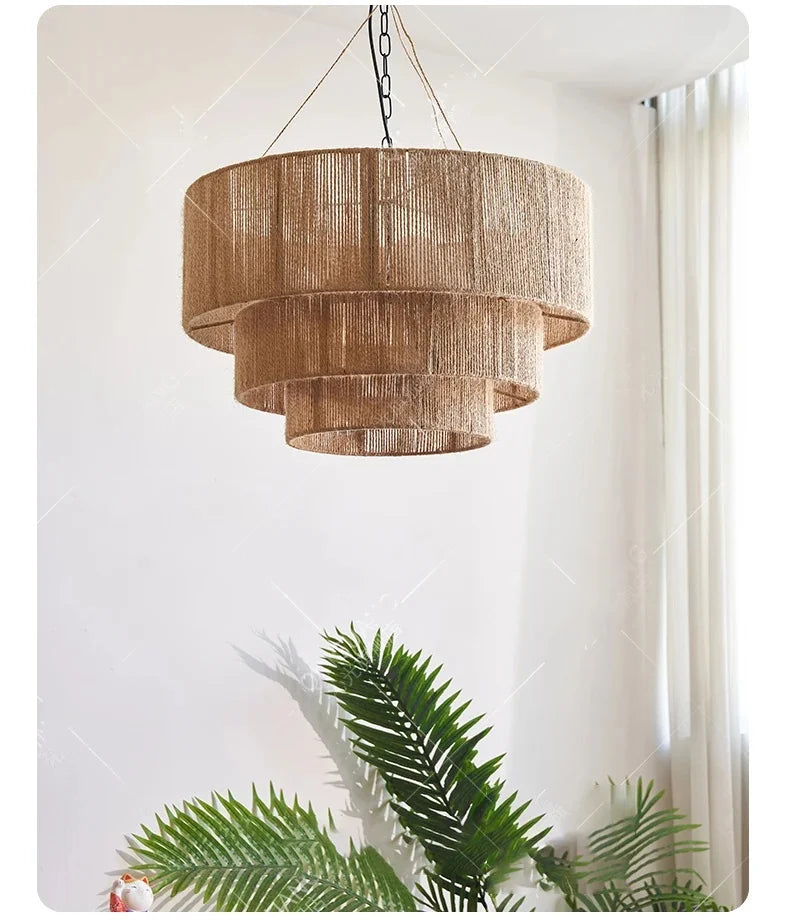 Nordic Hemp Rope Pendant Lights Wabi Sabi E27 Led Chandeliers For Dining Room Minimalism Hanging Lamp Bedroom Light Fixtures Magic Electronics S752ab3e8d7344d2696b79b9a151386f4b