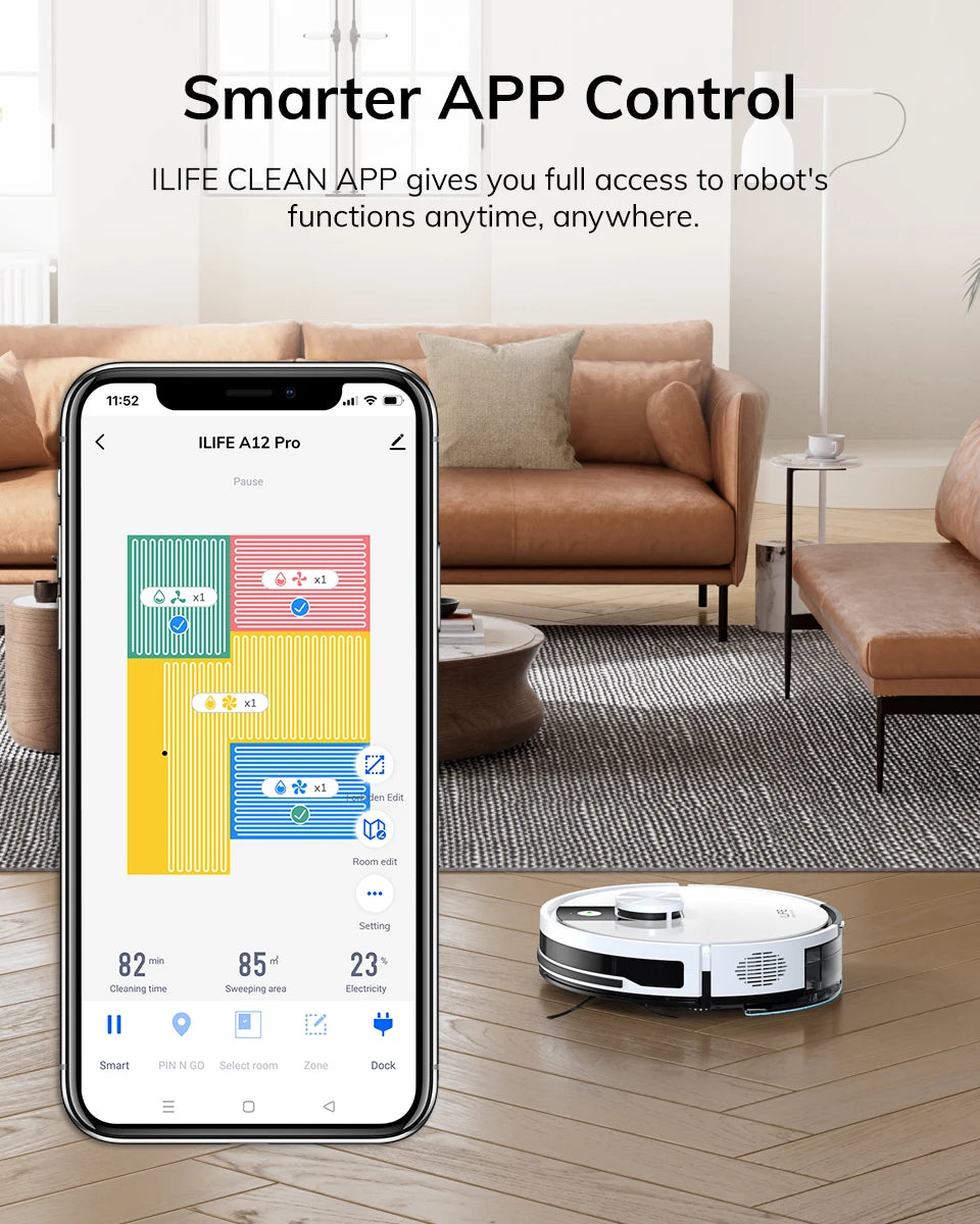 ILIFE A12 Pro Robot Vacuum and Mop Combo,LIDAR Navigation, self collection dust, 3000Pa suction, app/remote control Magic Electronics S7672e45da0ff4b2caad591ff8bbd3da4f