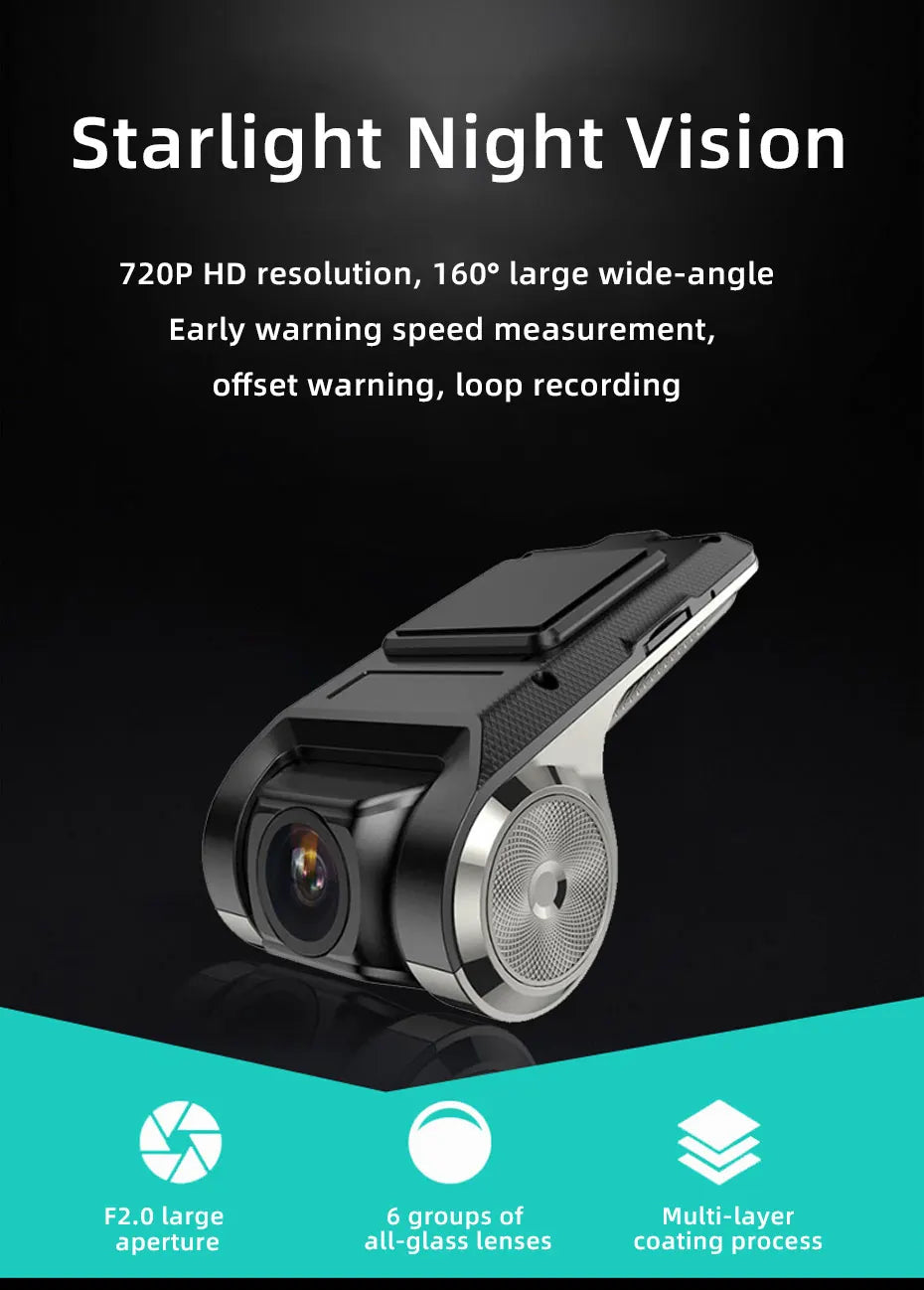 JUNDOF ADAS Car DVR For Car DVD Android Player Navigation Dashcam DVRs Video HD 720P USB TF Card 32G /64G Dash Cam Auto Recorder - Magic Electronics