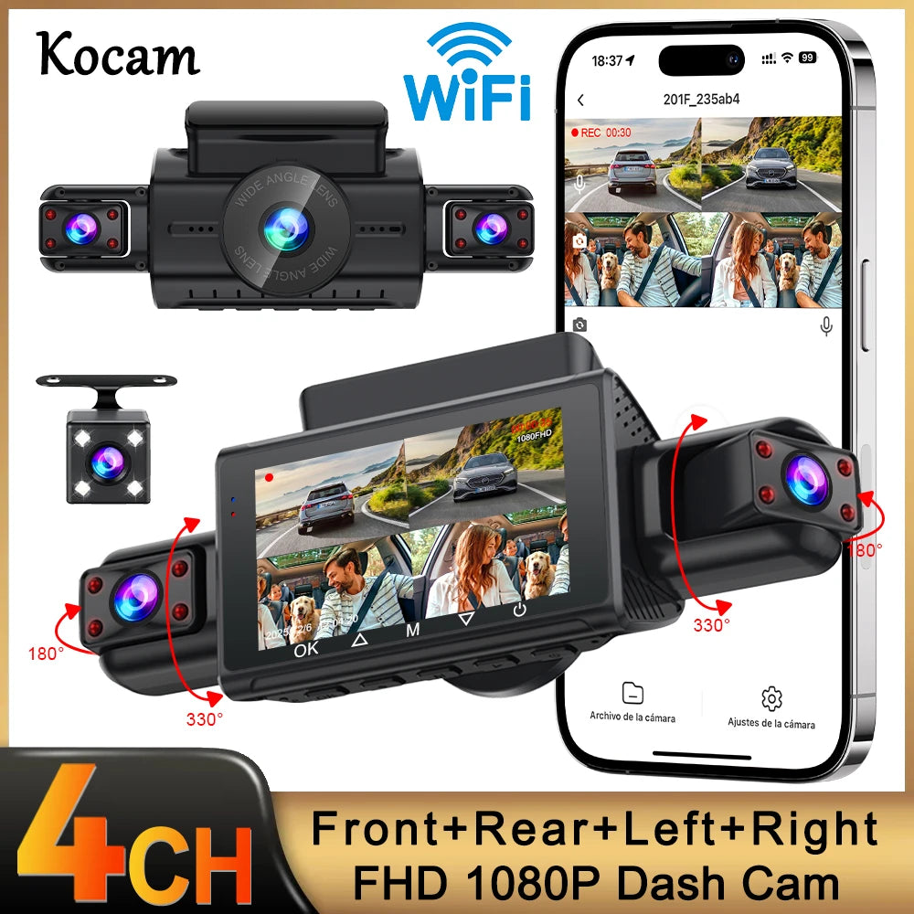  Dashcam for cars 4 Channel Black Box WiFi Driving Camera FHD 1080P Night Vision Loop Recording 24H Parking Mode car accessorie Magic Electronics S76c0825bb7f945fa8aa662206fc7cfa9b
