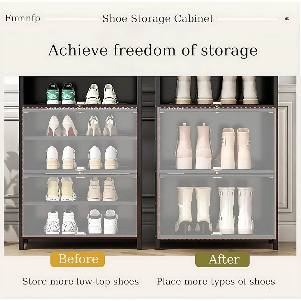 Tall Shoe Cabinet, 10 Tiers 40-45 Pairs Heavy Duty Bamboo Freestanding Shoe Storage Cabinet, 67.7'' Tall Entryway Shoe Organizer Magic Electronics S7790a8e50a6a456fb44ecc0329d22441W