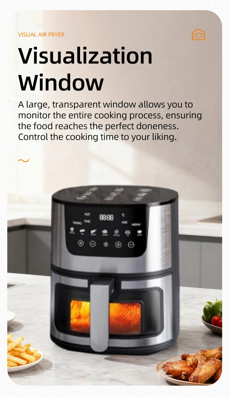 DIVEDEER 7L Household Visual Air Fryer - Large Capacity, Multifunctional, Stainless Steel Design for Home Use (Freidora Aire) Magic Electronics S78ac13d67dc24e1fa9122dd7cd04df7bq