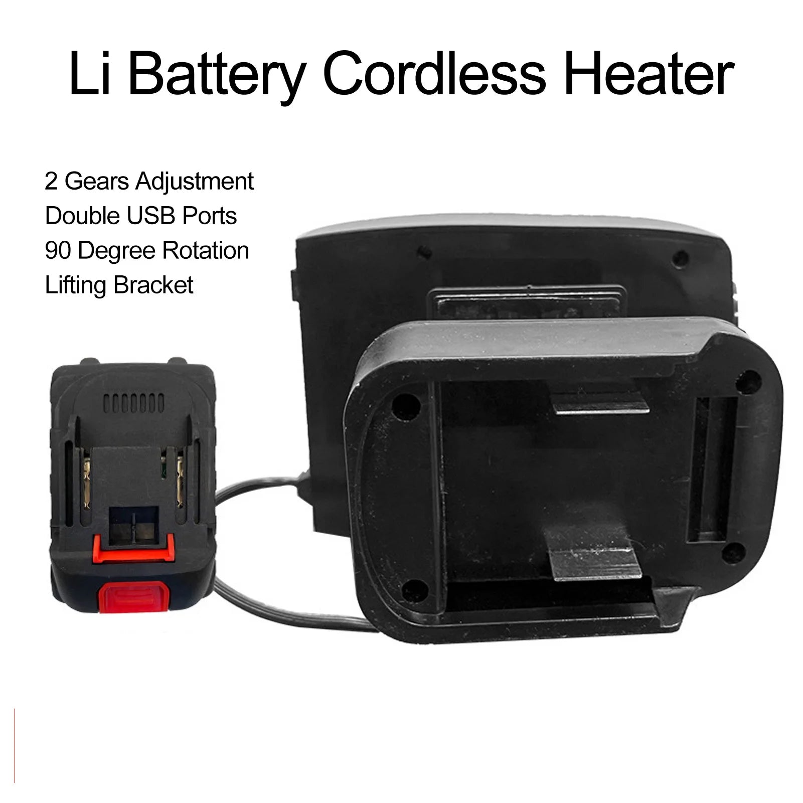 Battery Powered Heater Fast Heating Low Noise Electric Small Space Heater 2xUSB Compact 2 Temperatures for Dorm Home Car Magic Electronics S7905e023a3c94e39a7a043f5ae6d84c7s
