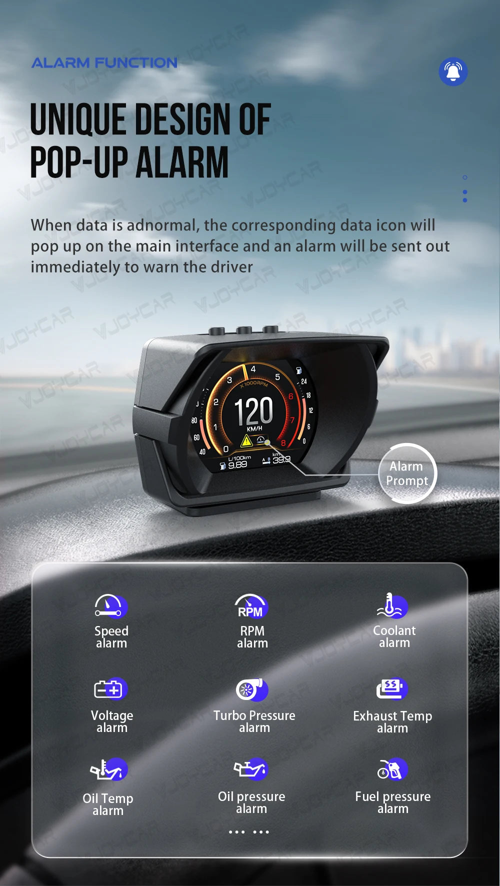2023 Updated New V63S OBD2 HUD Gauge Car Head Up Display Multi-Function Dashboard Coolant / Oil Temp. Fuel Consumption Oil Level - Magic Electronics