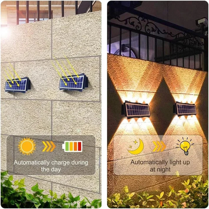 Solar LED Light Wall Lamp Outdoor Waterproof High Brightness Up And Down Luminous Lighting for Outdoor Garden Decoration - Magic Electronics
