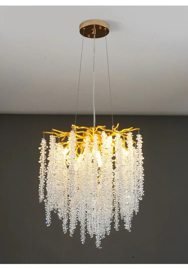 Modern Luxury Gold Branch Tassel Crystal LED Pendant Light Dining Room Living Room Indoor Home Decoration Atmosphere Fixtures Magic Electronics S7ab85587e1e94f94a8e70e560f67ace8Y