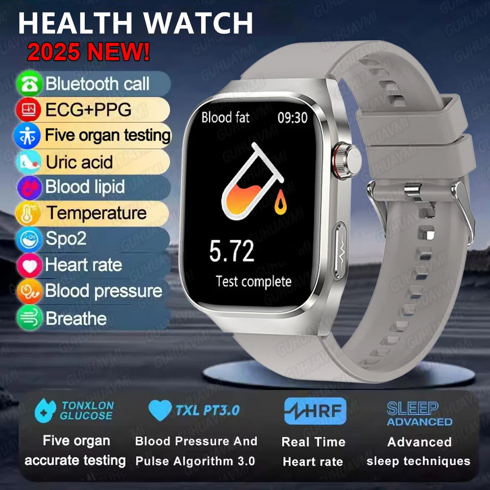 2025New Micro Physical Examination Smart Watch For Men Uric Acid Body Fat Five Organ Health Watches Bluetooth Call SmartBracelet Silver AI Health report Magic Electronics S7ac50b4125244b48b1ed9c958263393fD Silver AI Health report
