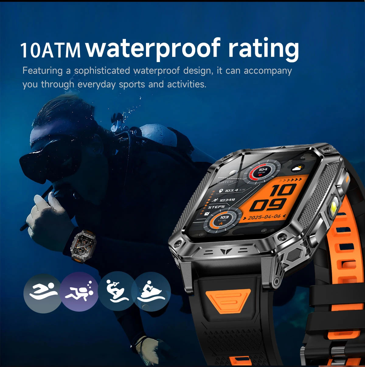 2026 Military outdoor SmartWatch Fitness Clock Men 2.01 inch AMOLED Screen 1400mAh Battery Flashlight Call Waterproof Smart Band Magic Electronics S7c26c16f98134b859ddcb86447e1fcabl