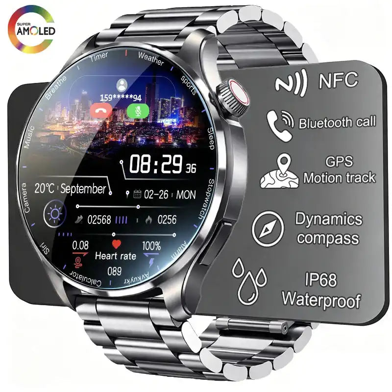 2026 New GPS SmartWatch BluetoothCall IP68 Waterproof AMOLED Screen Custom AOD Watch Face Sport Smartwatch Men Women Android iOS - Magic Electronics