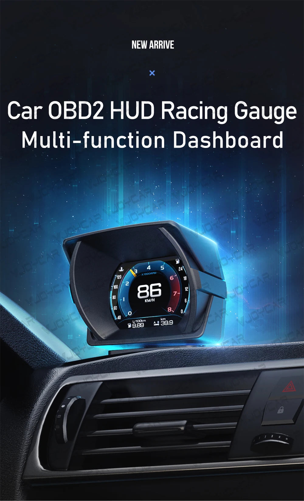 2023 Updated New V63S OBD2 HUD Gauge Car Head Up Display Multi-Function Dashboard Coolant / Oil Temp. Fuel Consumption Oil Level - Magic Electronics