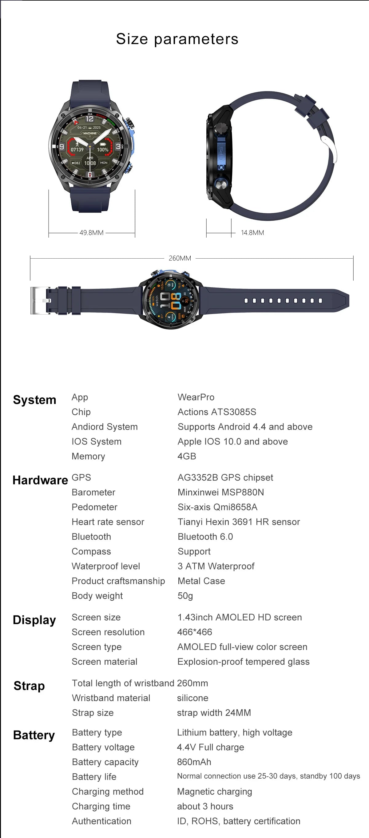 2026 New T-REX Pro Dual-Band AGPS Smartwatch Built-in Offline Map 10ATM Waterproof 30-Days Battery Compass Men Militray Watches - Magic Electronics