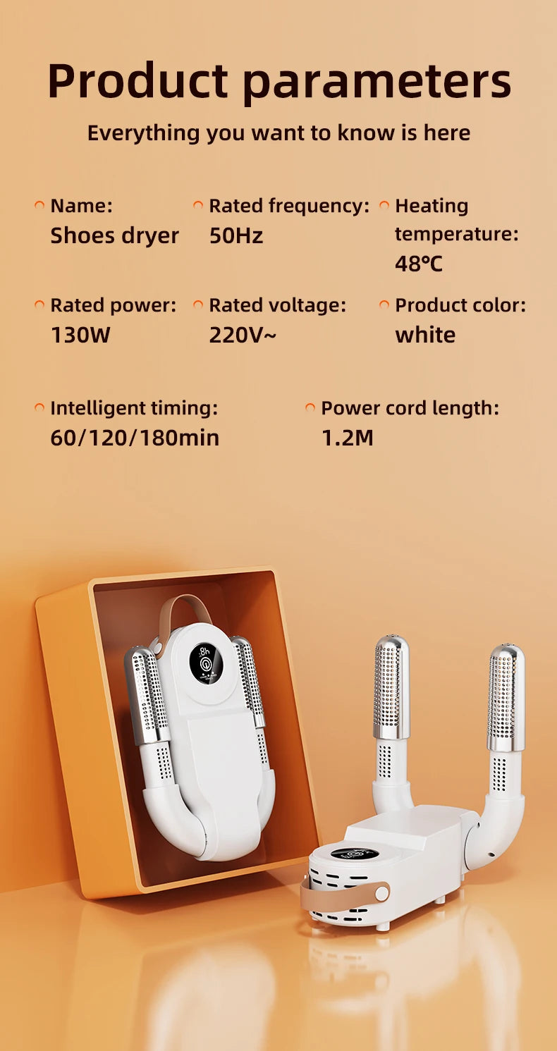 HOMEFISH Intelligent Shoe Dryer Quick Drying Deodorizing Sterilizing Adjustable Timer Household Shoe Warmer And Heater - Magic Electronics