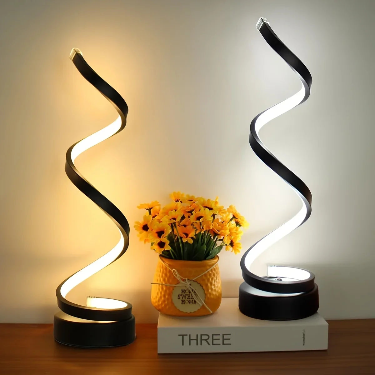 Creative Spiral LED Night Light 3 Colors Dimmable Desk Lamp Reading Light for Living Room Office Desk Bedroom Bedside Decor - Magic Electronics