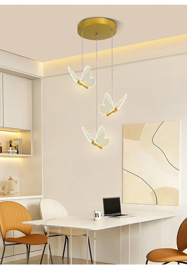 LED Modern 3-Head Butterfly Pendant Ceiling Light, Bedhead Indoor Living Room Dining Room Kitchen Decorative Lighting Magic Electronics S7d030fd881ad45cd9ba9caa6264395809