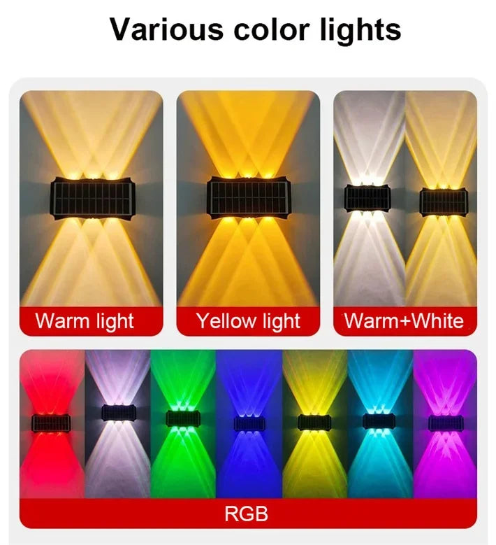 Solar LED Light Wall Lamp Outdoor Waterproof High Brightness Up And Down Luminous Lighting for Outdoor Garden Decoration - Magic Electronics