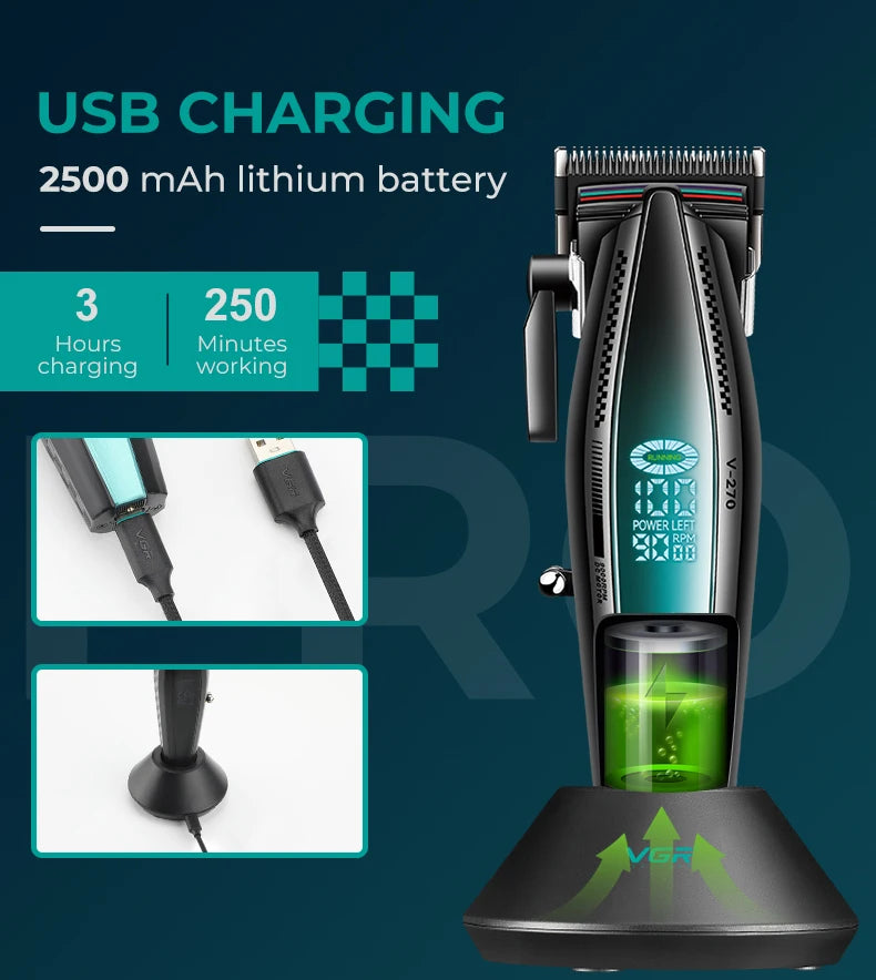 VGR V-270 High end Hair Clipper Set Hair Salon Household Electric Hair Clipper Metal Mech Wind Alloy Blade 9000 RPM Hair Trimmer Magic Electronics S7dc78fb01a47486fb5294b744d5dc7807_63e3d4b7-97e1-48be-8b49-c655004d57b1