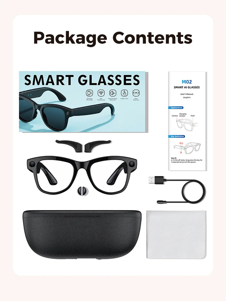 AI Smart Glasses with Camera 1200P M02 Ultra ChatGPT Voice Control 32GB Real-time Translation 3600mAh Charging Case Sunglasses Magic Electronics S7e5e315d1fe246f4af1262939e1e11e1m