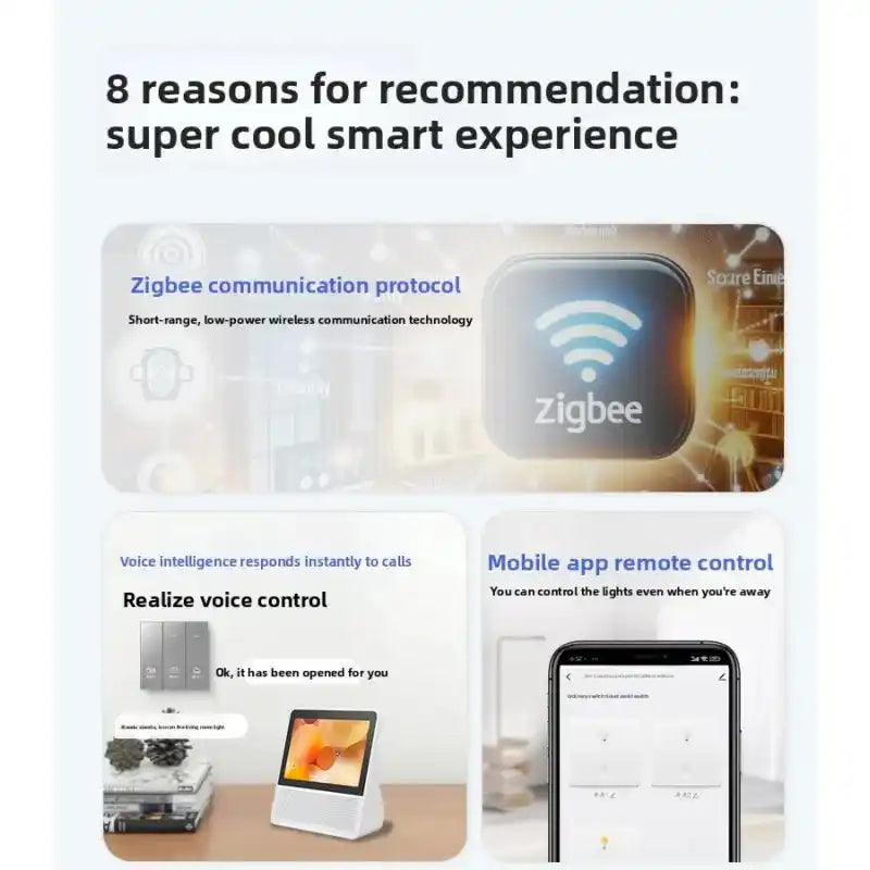 Zigbee Smart Switch Glass Panel Tuya Smart Home App Remote Control With Timer Function Voice Control Intelligent Button Switch - Magic Electronics