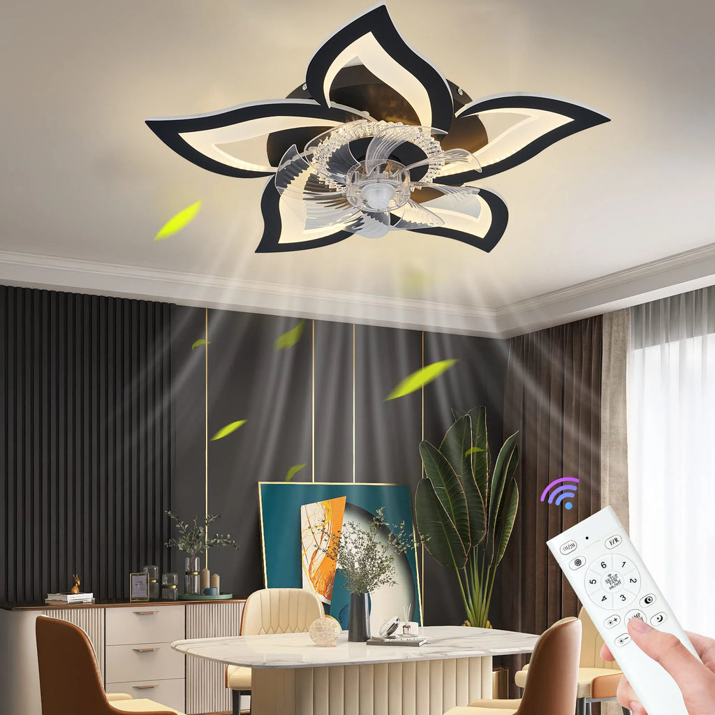 IRALAN Modern Ceiling Fans With LED Lights Remote Control Smart Switch Lotus Five Heads Ceiling Fan With Light Home-Appliance - Magic Electronics