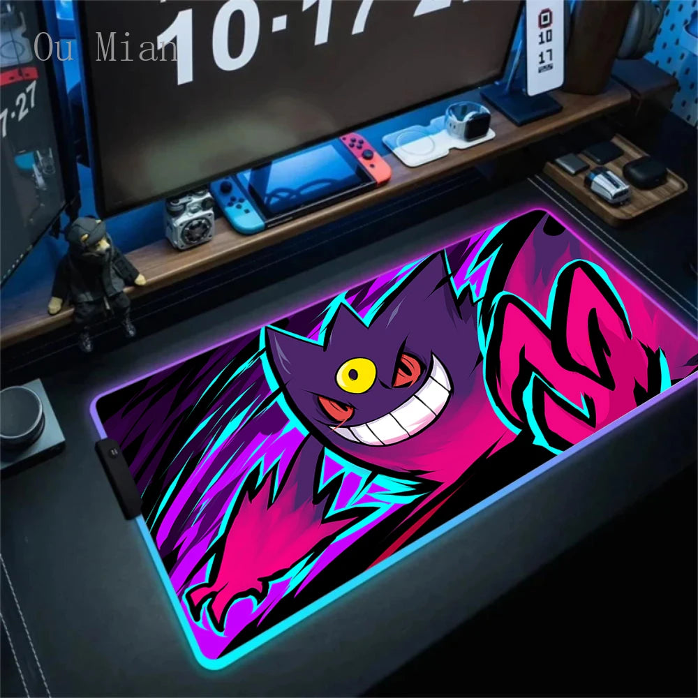 RGB G-Gengar Mousepad Pokemon LED Purple Mouse Pad Gaming Accessories Ghost Big Extended Keyboard Carpet PC Anime Desk Mats FF06602 Magic Electronics S7f421f754d064317b3854ad946c6d3faO FF06602