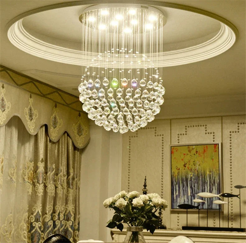 Round K9 Crystal Ball Led Ceiling Chandelier Pendant Lamp for Living Dining Room Cristal Lustre Bedroom Home Decor Light Fixture Magic Electronics S7f5047a2d2794993a0abaa8dc3d93dd2G