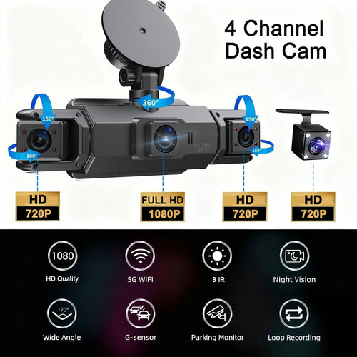360° dashcam car camera recording wifi wireless webcam way video recorder 1080P 24 Parking 4 Channel Car black box Magic Electronics S801cb6f595bf4e7b83149b3c04353391D