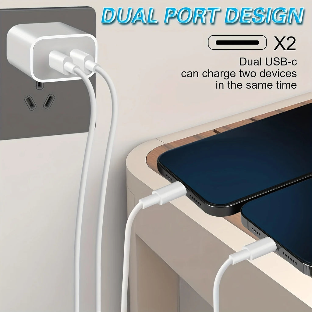For IPhone16 Fast Charging, 20W Dual Port USB C Charger With 10FT USB C Fast Charging Cable For IPhone 15 Pro Max/15 Pro/15 Plus - Magic Electronics