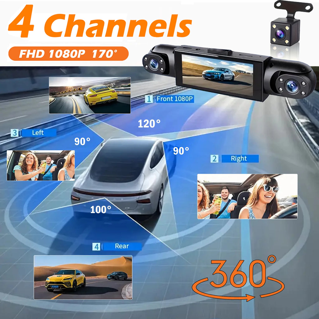 4 Channel Dash Cam 360° Car Video Recorder Black Box with Night Vision 24/7 Parking Monitor G-Sensor Loop Recording auto parts Magic Electronics S80bd37fd221f401d81c6adc85443e9e6l