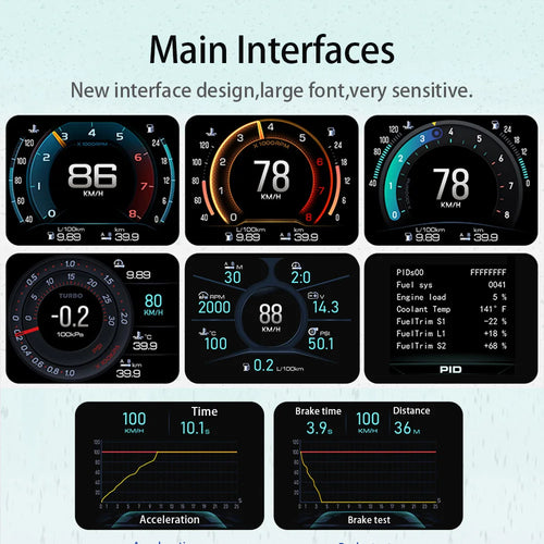 2023 Updated New V63S OBD2 HUD Gauge Car Head Up Display Multi-Function Dashboard Coolant / Oil Temp. Fuel Consumption Oil Level - Magic Electronics