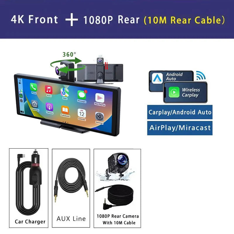 10.26 Inch 4K 3840*2160P Car Dvr Carplay Android-Auto Dash Cam Cabin GPS 5G WIFI FM BT Dual Lens Camera Dashcam Drived Record QY28-10M 1080 Rear Magic Electronics S812f340c360940f1a1cd4872db4a240fy QY28-10M 1080 Rear
