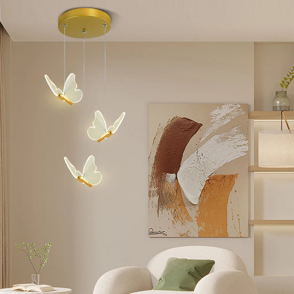 LED Modern 3-Head Butterfly Pendant Ceiling Light, Bedhead Indoor Living Room Dining Room Kitchen Decorative Lighting Magic Electronics S81f5ec90631a4e0691ec3eb8058e50fda