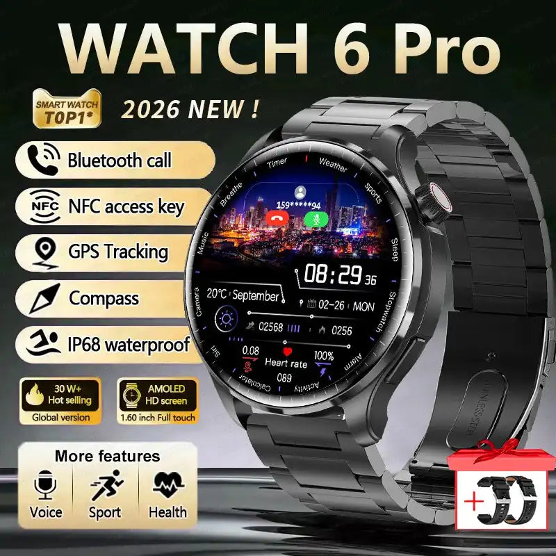 2026 New GPS SmartWatch BluetoothCall IP68 Waterproof AMOLED Screen Custom AOD Watch Face Sport Smartwatch Men Women Android iOS - Magic Electronics