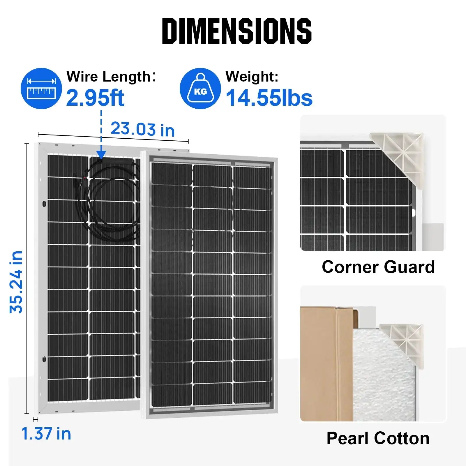 ECO-WORTHY Bifacial 100 Watt 12 Volt Solar Panel Monocrystalline Rigid High-Efficiency PV Module Power Charger for Sunsheds,Rvs - Magic Electronics
