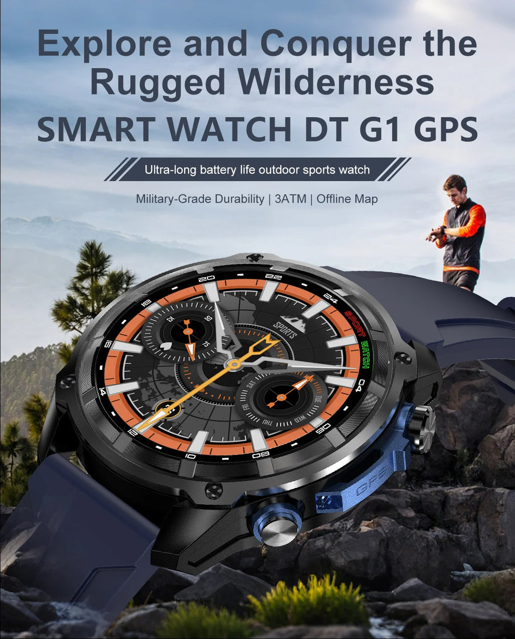 2026 New T-REX Pro Dual-Band AGPS Smartwatch Built-in Offline Map 10ATM Waterproof 30-Days Battery Compass Men Militray Watches - Magic Electronics