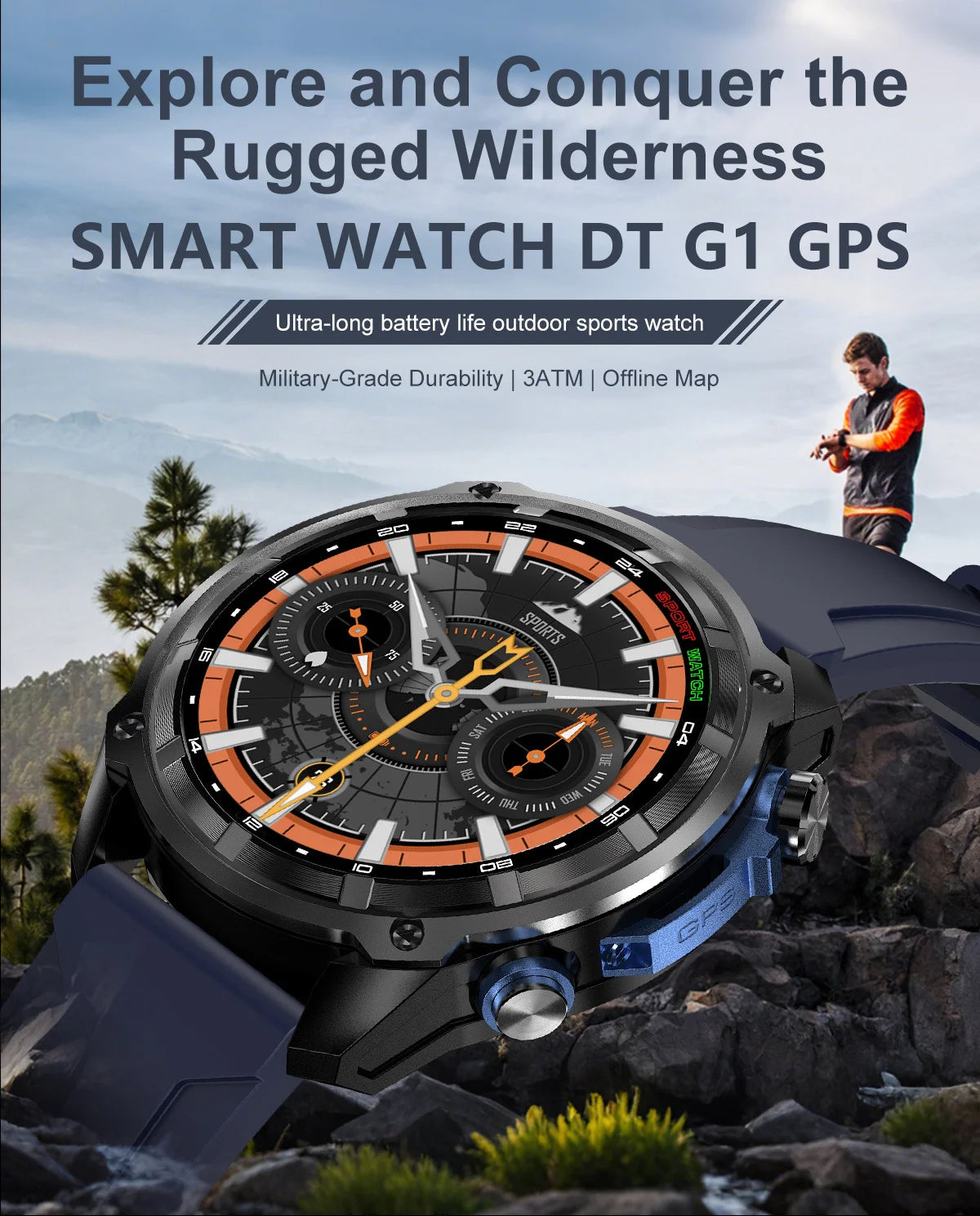 2026 New T-REX Pro Dual-Band AGPS Smartwatch Built-in Offline Map 10ATM Waterproof 30-Days Battery Compass Men Militray Watches - Magic Electronics