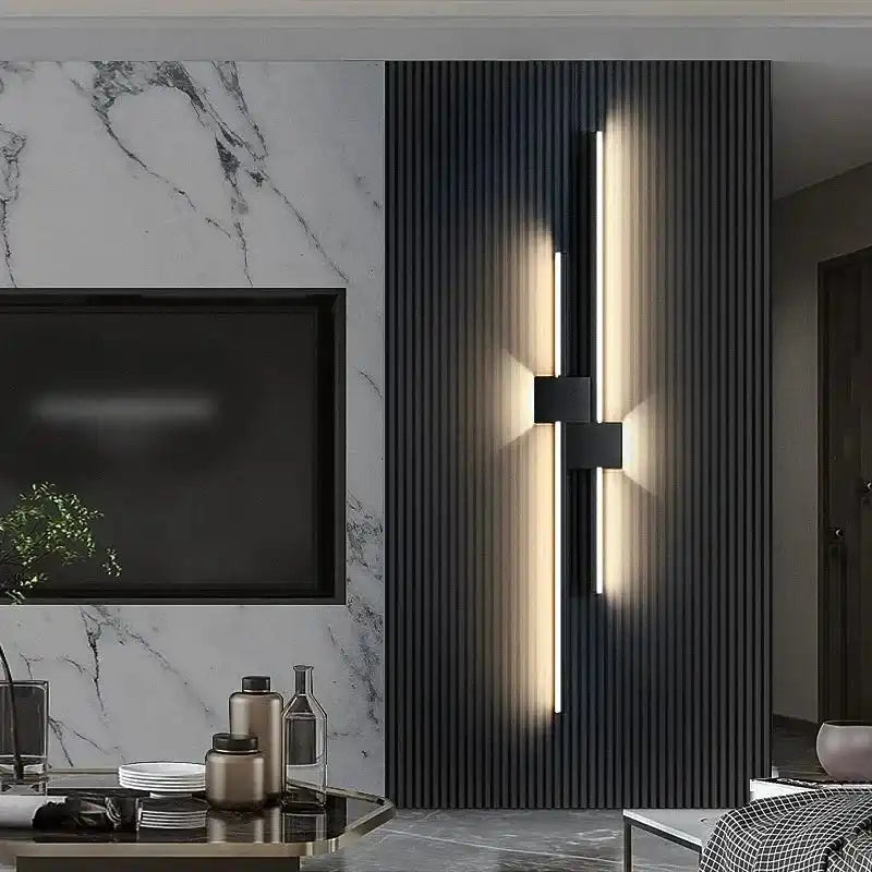 Wall Lamps LED Lights Simple Modern Sofa Living Room Decor TV Background Decoration Wood Grille Bedroom Bar Long Strip Wall Lamp - Magic Electronics