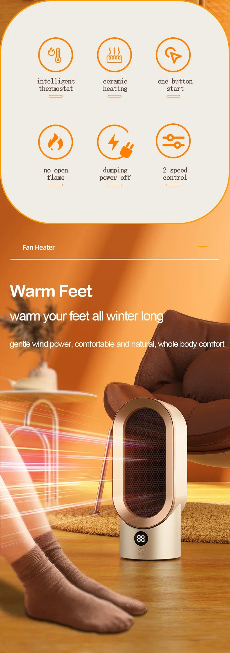 Desktop bedroom electric heater, office small heater, household heater, heating artifact, indoor heater - Magic Electronics
