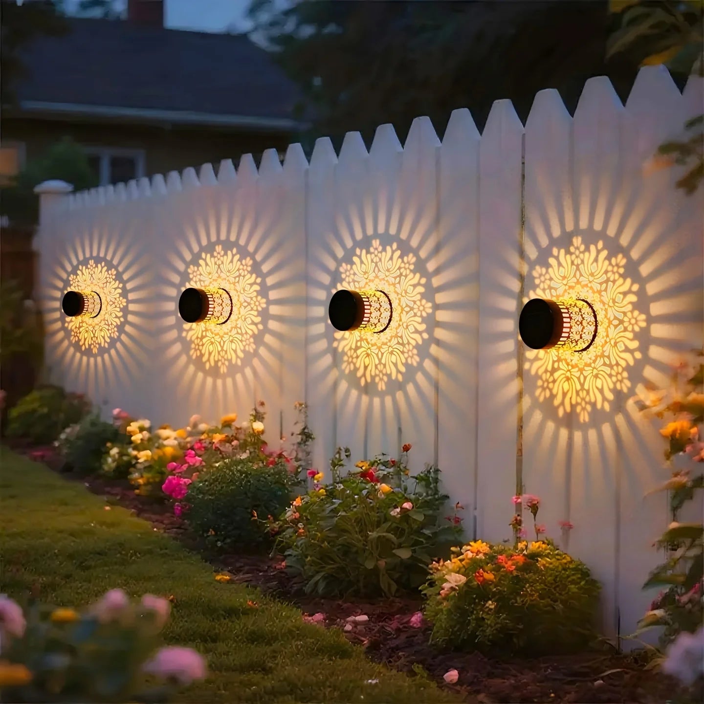 View details for Solar Outdoor Wall Light with Floodlight Hollow Design Waterproof Garden Patio Courtyard Decorative Lamp for Fence Villa Door Solar Outdoor Wall Light with Floodlight Hollow Design Waterproof Garden Patio Courtyard Decorative Lamp for Fen