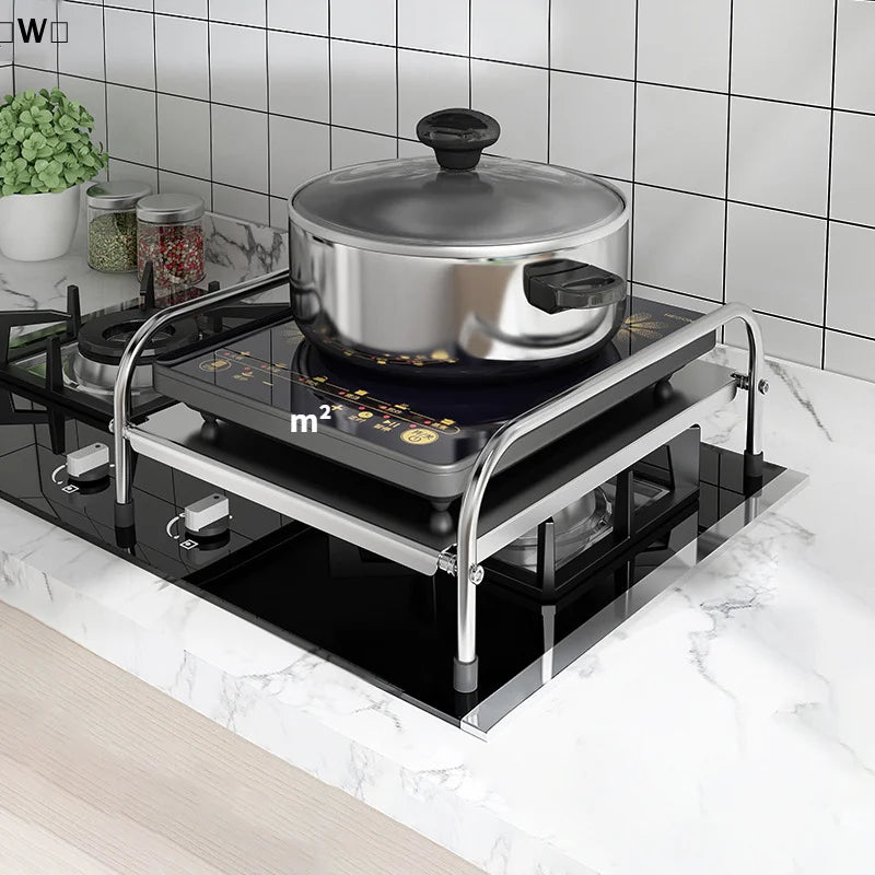 〔W〕Kitchen Stainless Steel Induction Cooker Rack Floor Mounted Multifunctional Shelf Gas Stove Support Kitchen Accessories - Magic Electronics
