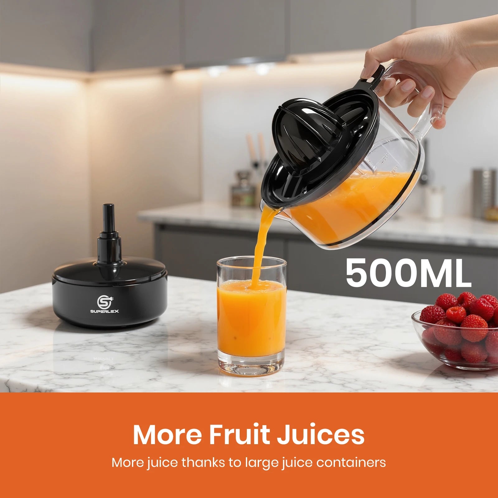 SUPERLEX Electric Citrus Juicer 500ML Large Capacity Electric Squeezer Higher Juice Yield Fruit Press Machine New For Household Magic Electronics S85a333679e0c45eeaa176f5f351ce263s